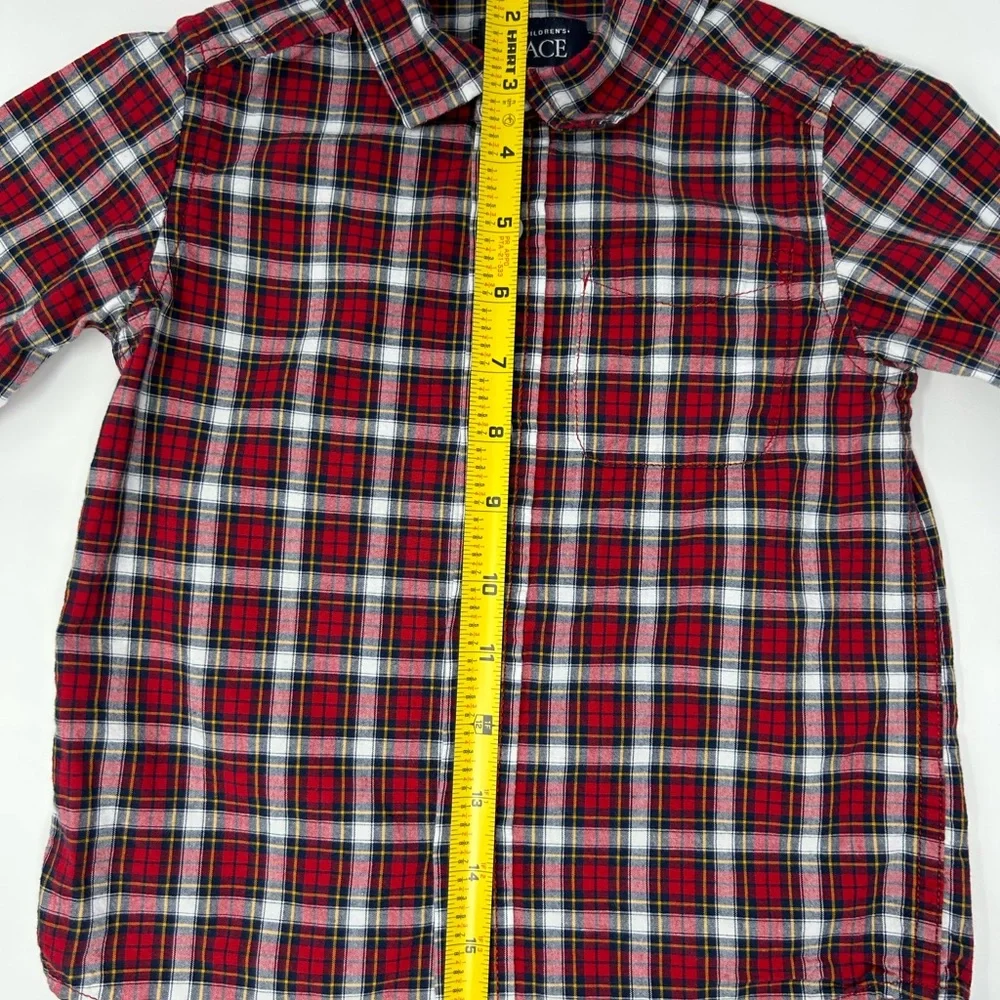 The Children’s Place Red Black White Plaid Boys 3T Long Sleeve Shirt‎